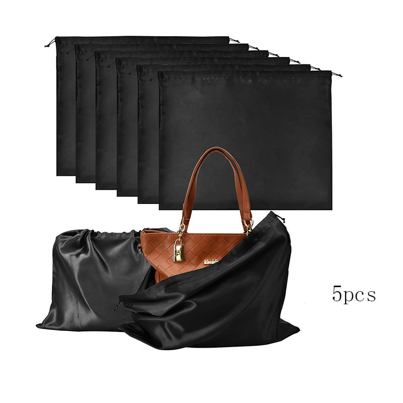 TEMU 5-pack Dustproof Drawstring Dust Bags For Handbags, Purses, Shoes - Durable Storage Pouches With Secure Closure, Sleek Bag Design | Texture