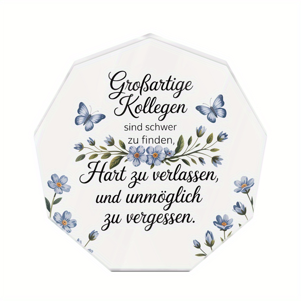 TEMU 2d Flat, 1pc Putuo Decor German Table Decor - Elegant -shaped Acrylic Desk Decoration With German "großartige Kollegen" (great Colleagues) ,