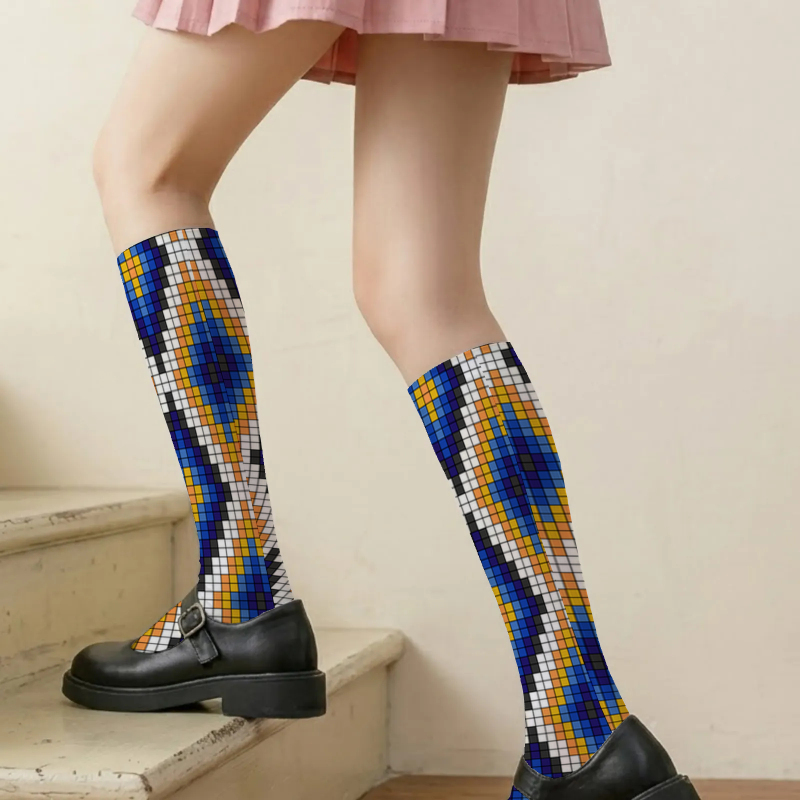 1   di Calzini alla   da Donna con Motivi a   Pixelati Colorati, Design  ,   e  , Calzini alla   Estivi   Stile Street, Calzini alla   JK, Calzini da Fata a Tubo  , Calzini Lunghi