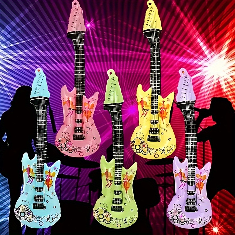 5 inflatable rock guitars colored foil suitable for disco parties birthdays and music themed events disco balloons hip hop nightclubs carnival party decorations