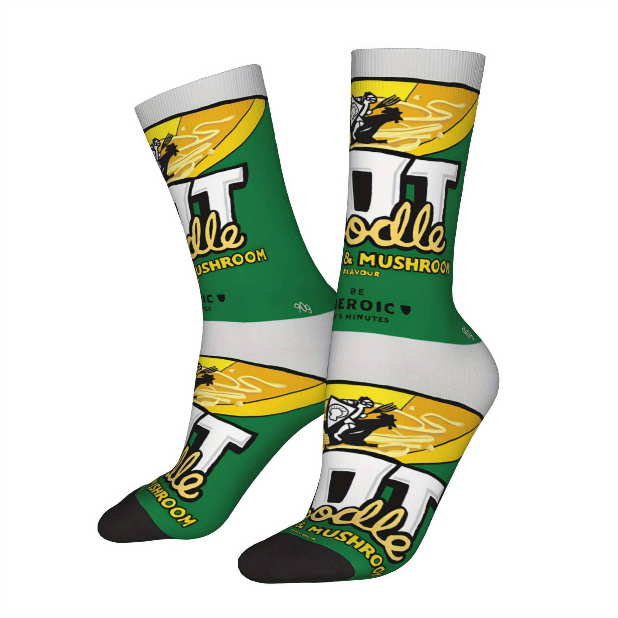TEMU 1 Pair Hip Hop Retro Foodcrazy Men's Compression Socks Unisex Harajuku Pattern Printed Funny Novelty Gift