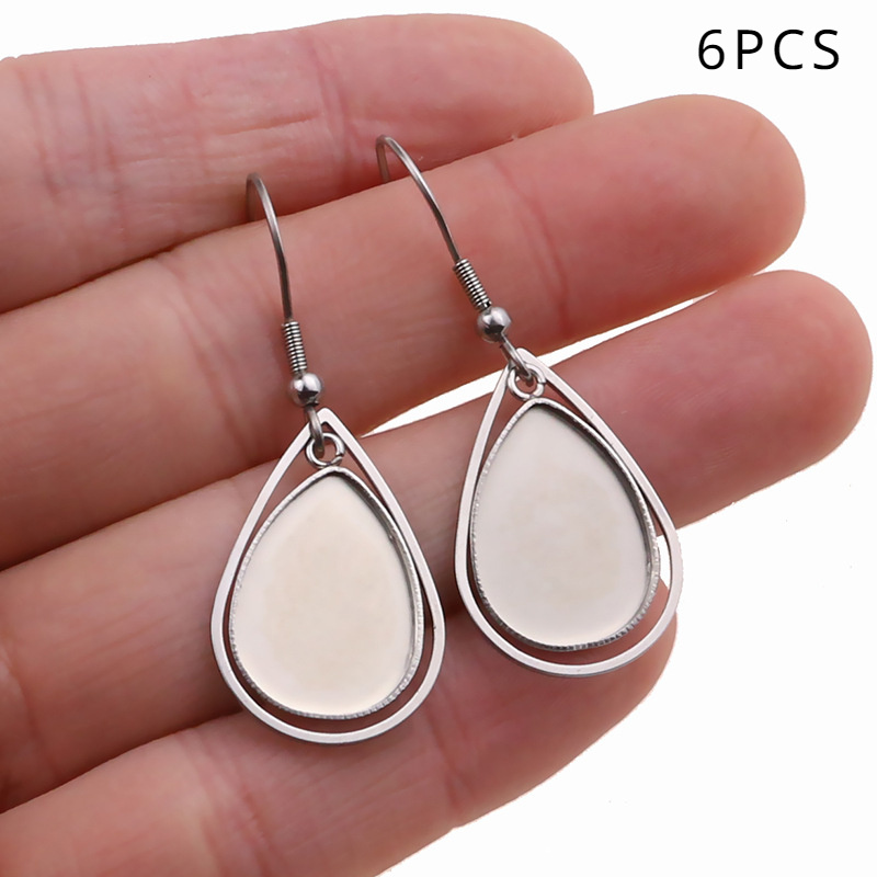 6pcs Stainless Steel Drop Earrings Base For 13x18mm Drop Earrings Blank Base Set Making Border Earrings Making Supplies