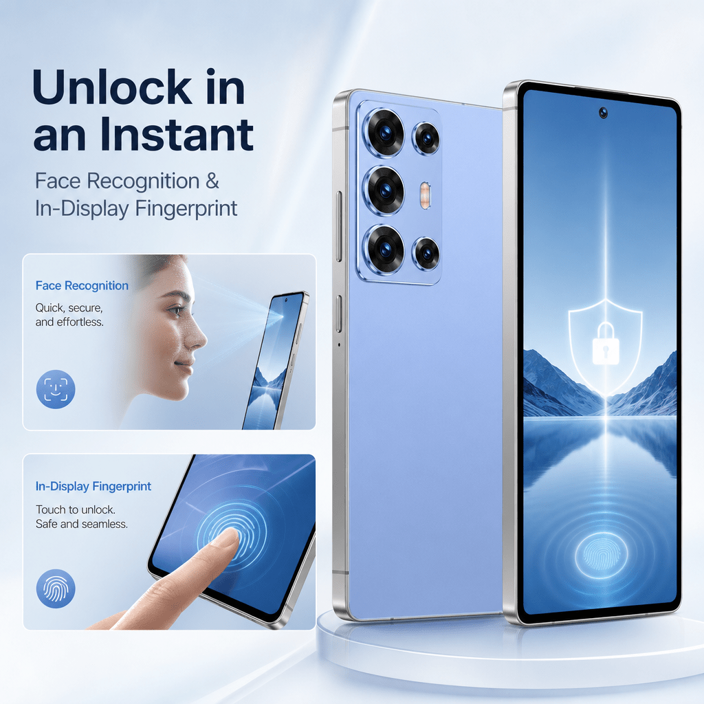 6 8 inch hd unlocked   4 64gb expandable storage   face fingerprint sensor   phone case protect film present Product details 4