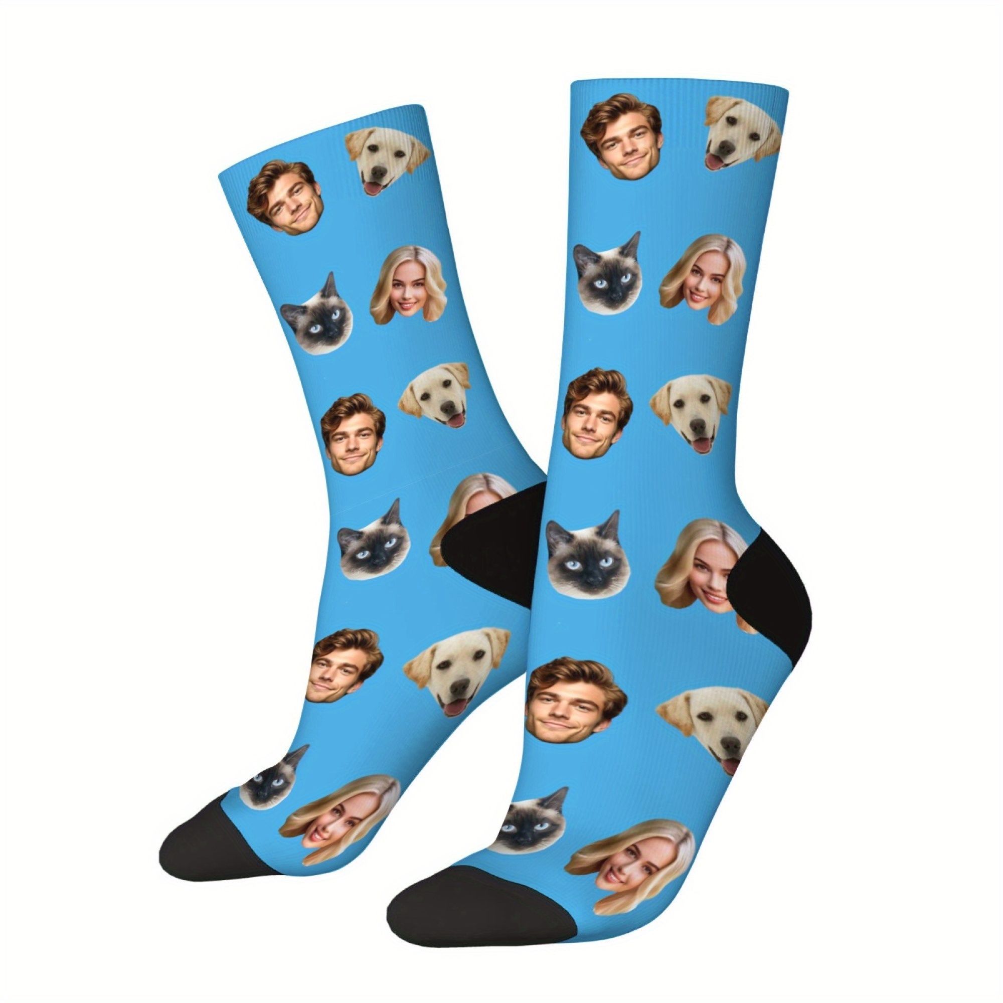 TEMU Custom Diy Personalized Socks For Men, Featuring A Pair Of Unique Socks With Images Of Guys And Beautiful. Fun Custom Image Socks For Couples,