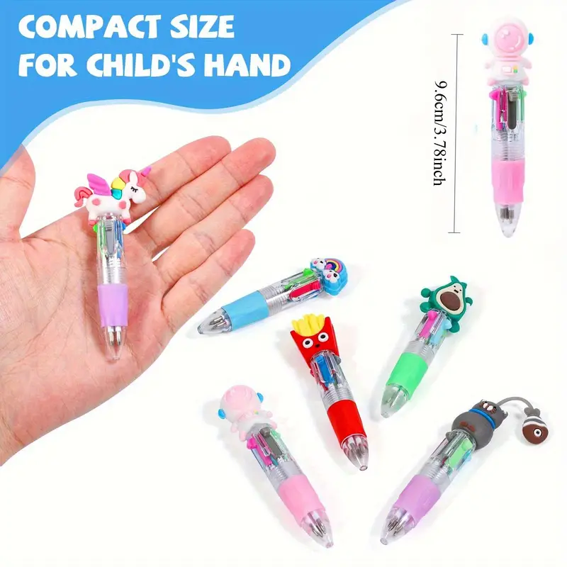 24pcs mini 4 in 1 multicolor retractable ballpoint pens mini pen set with blue red black green ink school supplies classroom prizes giveaways year end gifts christmas gifts h Product details 5