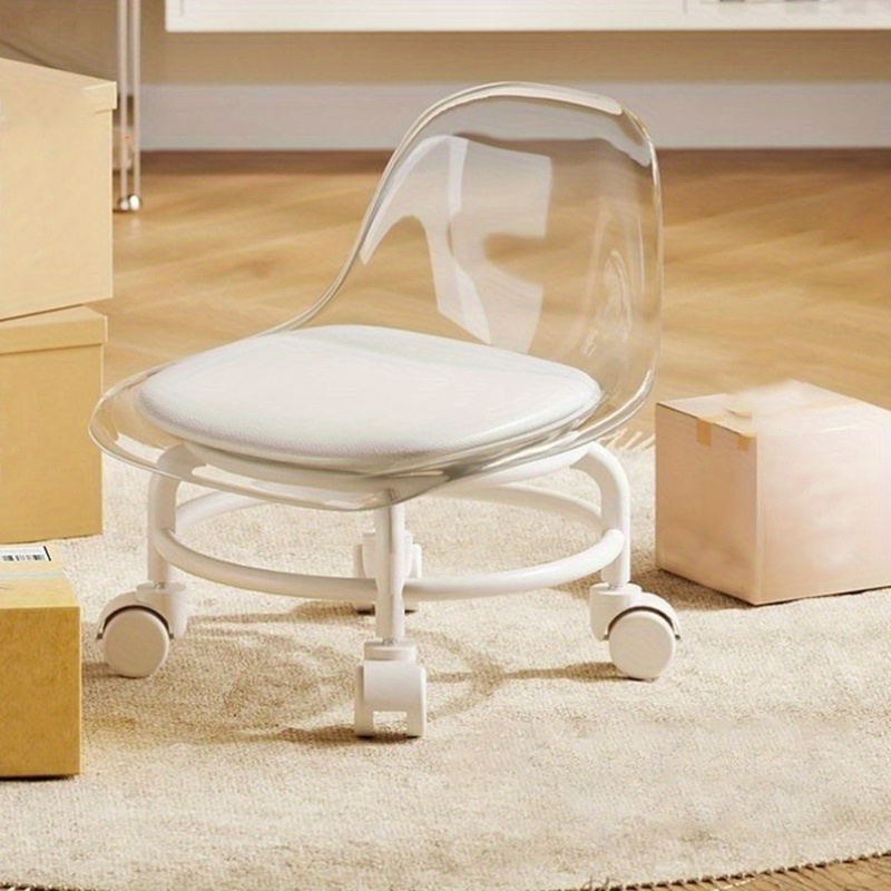 Multifunctional Stool, Rolling Chair With Wheels And Backrest, Compact Portable For Home Decor, Suitable For Office And Household Use