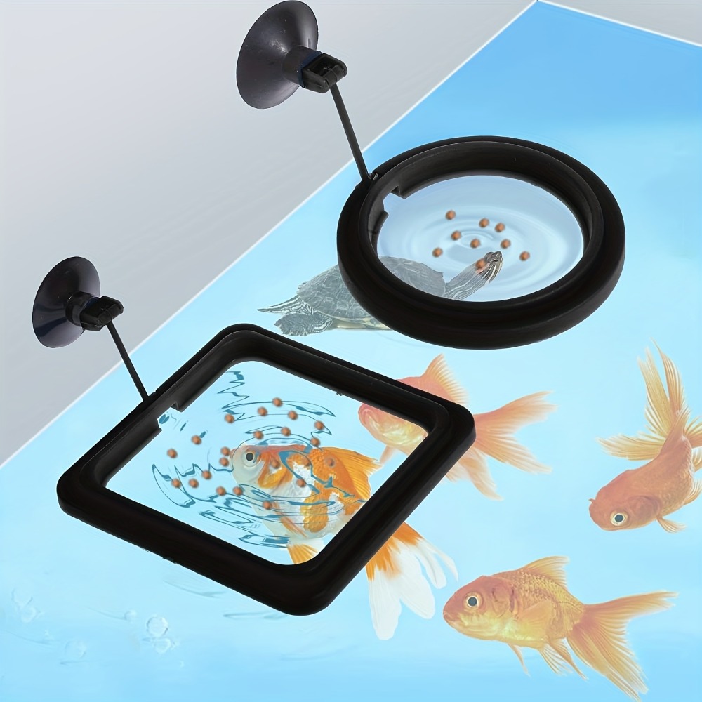 TEMU de anillo flotante para alimentación de peces de 2 piezas con montaje de y estación de alimentación ajustable - Dispensador de comida para
