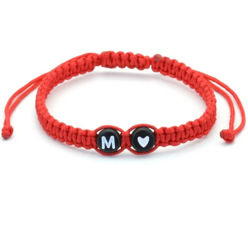 Adjustable Braided Couple Bracelet Heart Letter Charms Red Rope