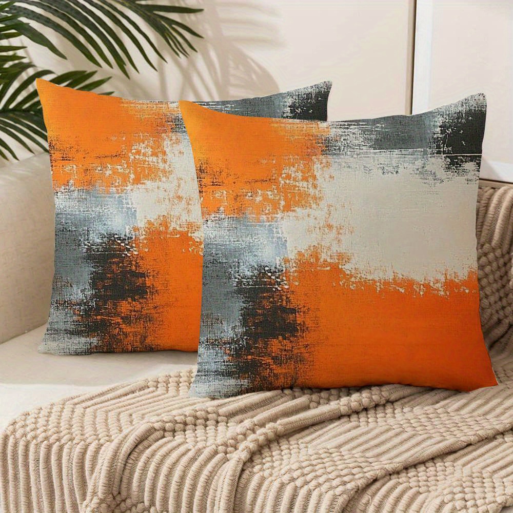 Throw Pillow Covers Burnt Orange Outdoor Cushions Fall Plaid