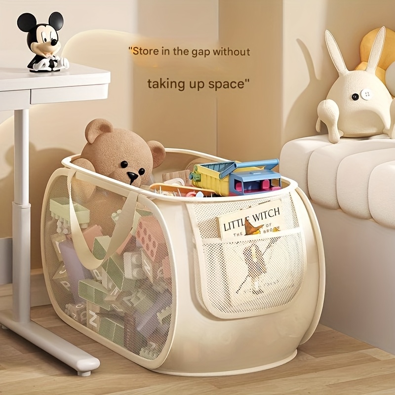 large capacity storage basket transparent fabric organizer with divided compartments easy to find items ideal for living room playroom or bedroom organization playroom storage durable storage basket storage organizer