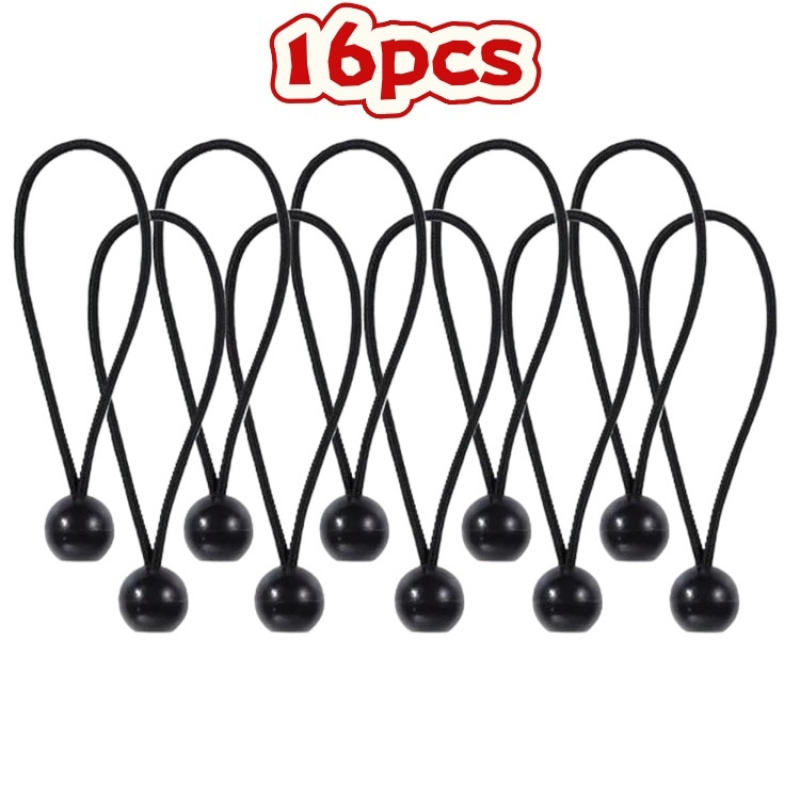 Image of 16pcs Heavy-duty Ball Elastic Bands, 5.91inch Heavy-duty Polyester Elastic Ties, Suitable For Canopies, Tents, Umbrellas, Awnings, Outdoor Fastening- Uv Resistant, Reusable, Windproof, Secure Straps