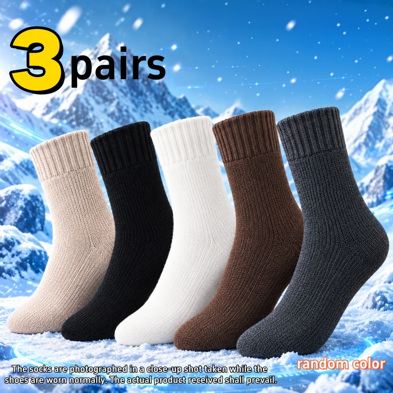 TEMU 3 di calze termiche riscaldate da donna adatte al freddo fino a -10簞C/14簞F, calze invernali a met� polpaccio foderate con colori casuali,