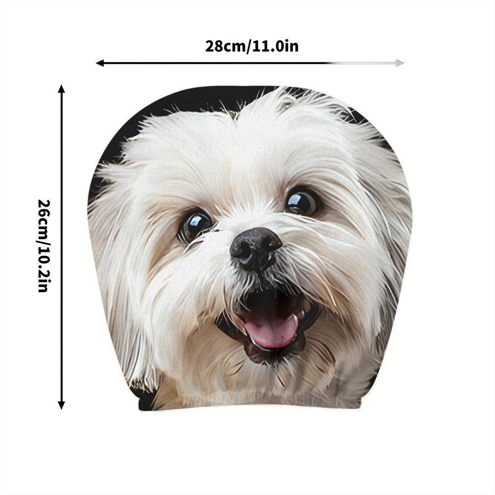 TEMU 2pcs, Cute Puppy Printed Car Headrest Covers, Interior Decoration, , Universal Fit For , Easy To Clean, Suitable For Daily Commuting And Road