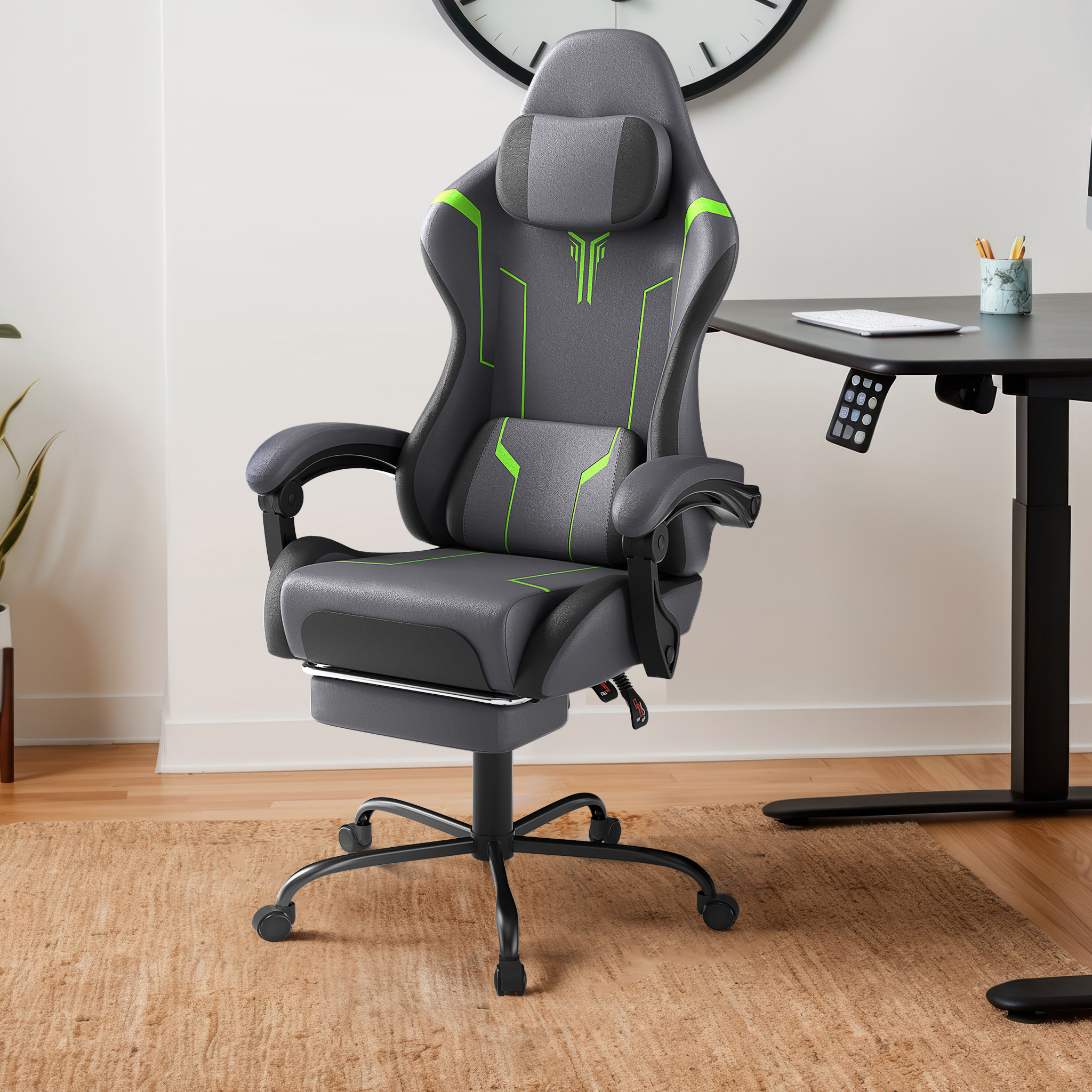 TEMU Gaming Chair Computer Chair Ergonomic Gaming Chair Office Chair Swivel Chair With Lumbar Cushion Footrest Armrests Headrest Desk Chair Gaming