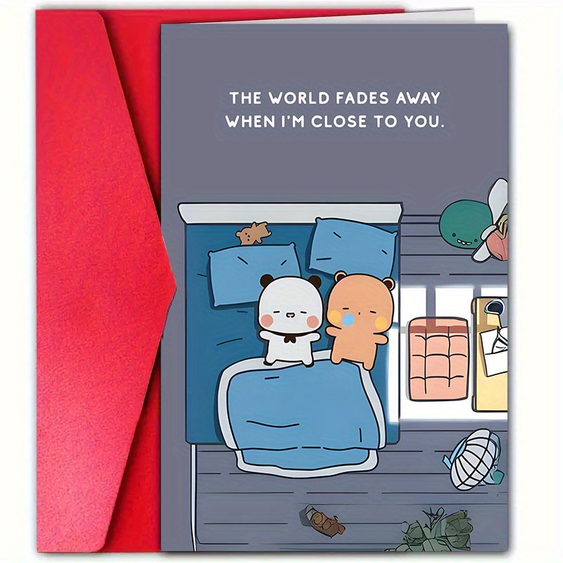 TEMU 1pc, Adorable Birthday Card, &dudu, "the World Disappears When I'm ," Envelope 4.72 Inches * 7.09 Inches, Suitable For Birthdays, Christmas, New