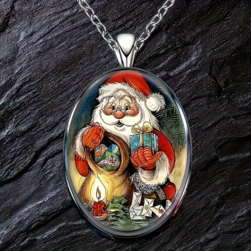 festive santa claus christmas tree acrylic pendant necklace Temu