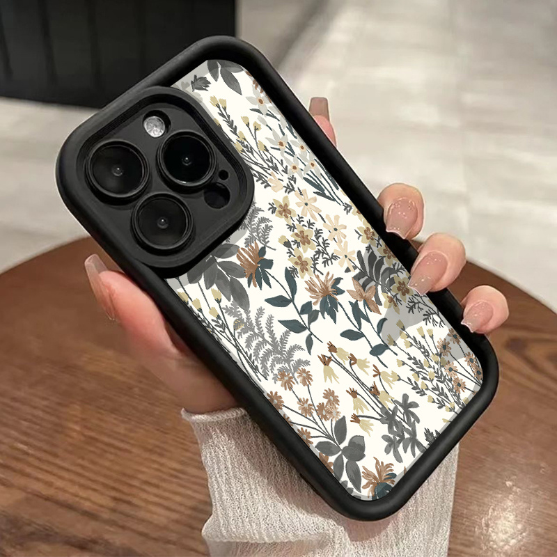 Vintage Floral Art Phone Cover - Soft Silicone, Shockproof, Full-Body Protection for iPhone 16 Pro Max, 15 Plus, 14, 13, 12, 11, XR