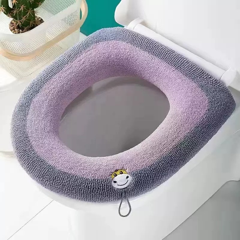 TEMU 秋冬用プラッシュ便座カバー 厚手 取っ手付き 便座クッション トイレアクセサリー 家庭・浴室用トイレリング
