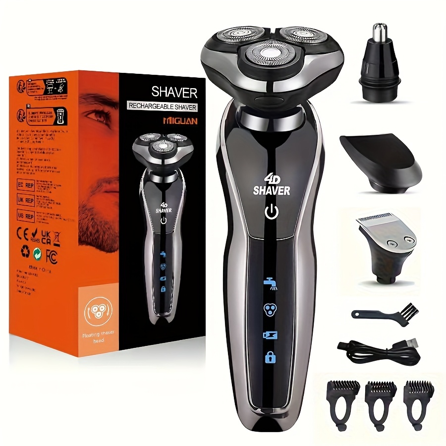 Elektrický holicí strojek pro muže, 4v1 elektrický holicí strojek a zastřihovač nosních chloupků, USB dobíjecí…: retailer-supplied image