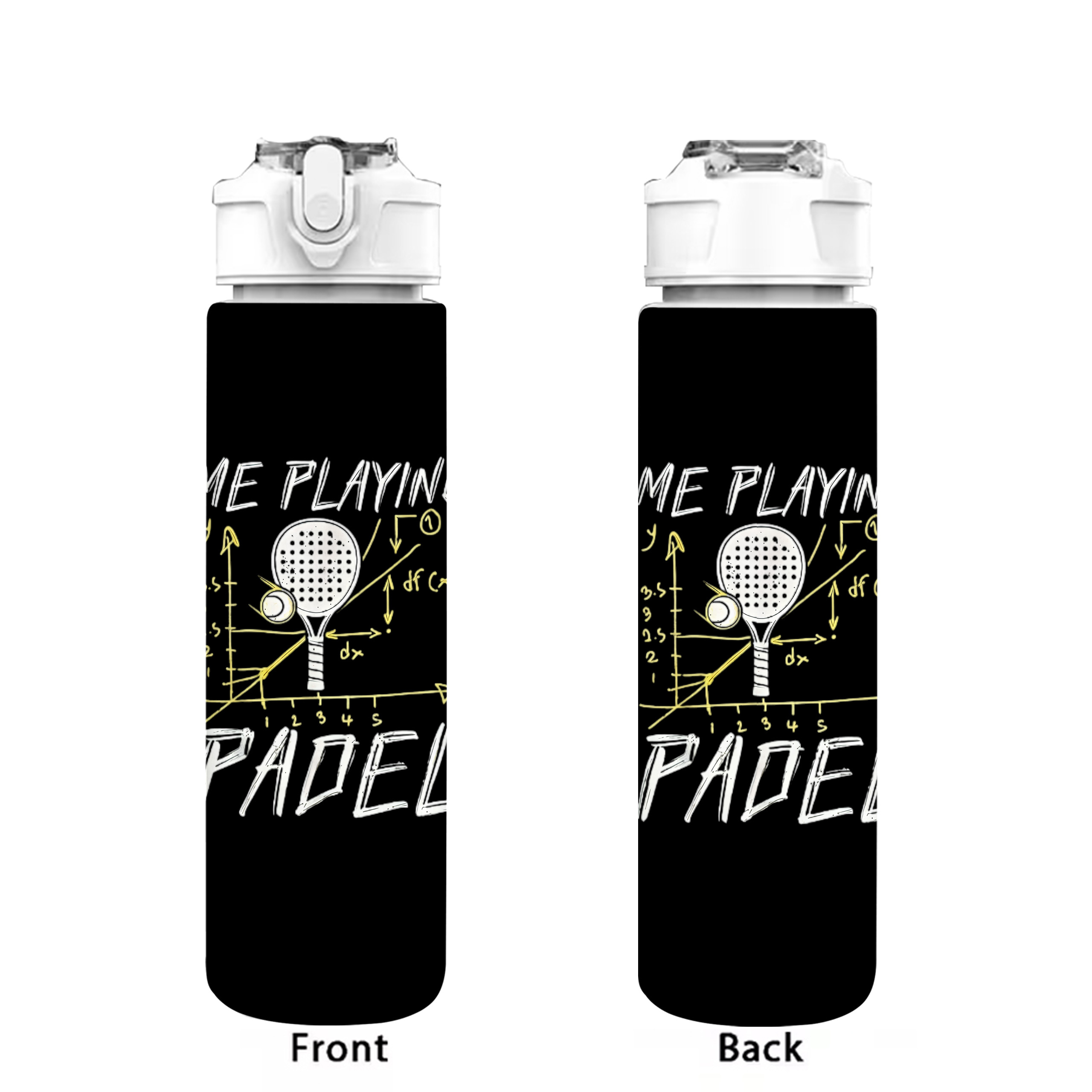 TEMU 1 botella de de plástico con estampado de eslogan de tenis de paleta, 750 ml/26 oz, estampado lindo, a prueba de fugas con , , resistente y