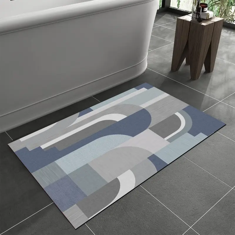 1pc century modern bath mat super absorbent quick dry bathroom non slip machine washable floor mat with rubber backing soft bathroom kitchen mat for shower bedside laundry room bathroom decor in blue gray white black beige gray red easy decor contemporary design durable construction apartment living Product details 4
