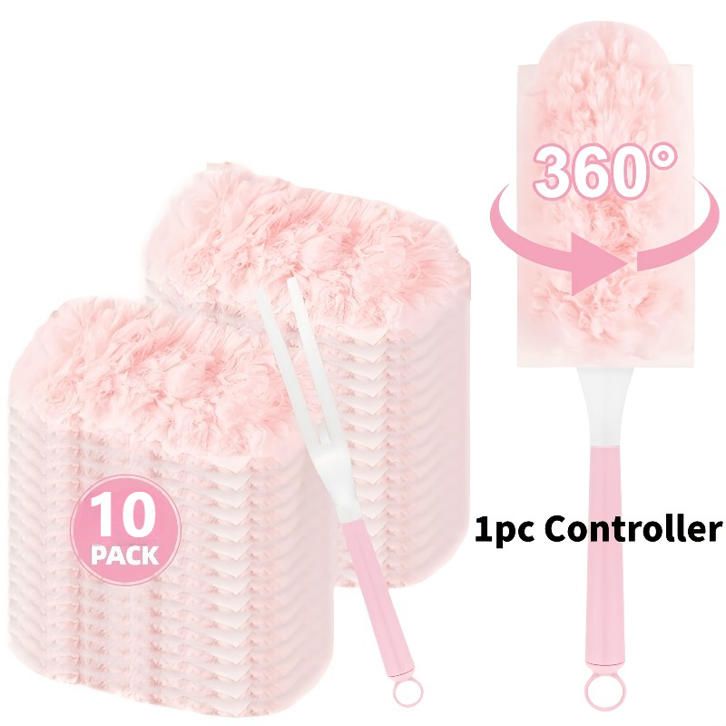 E-shop 10/ Stück Packung Rosa Einweg-elektrostatische Staubwedel mit Griff, Ersatz-Wischmoppkopf, Ersatzköpfe geeignet für Zuhause, Auto, Elektronik,