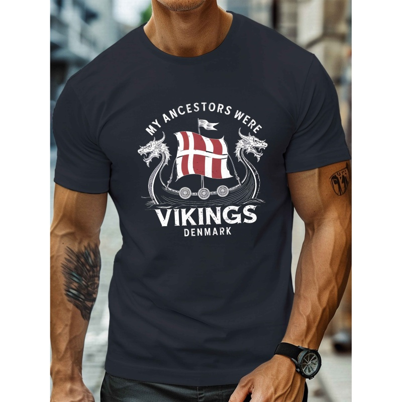 

MES ANCÊTRES ÉTAIENT DES DANEMARK Imprimé, T-shirt décontracté à col rond et manches courtes pour homme, T-shirt décontracté et confortable et léger pour l'été