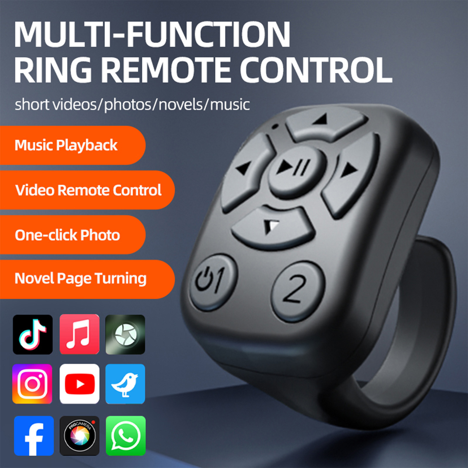 Ring Remote Wireless Page Turner/Portable Camera Shutter/App Page  Turn/Selfie Video Controller/Video Page Adjustment/Suitable for