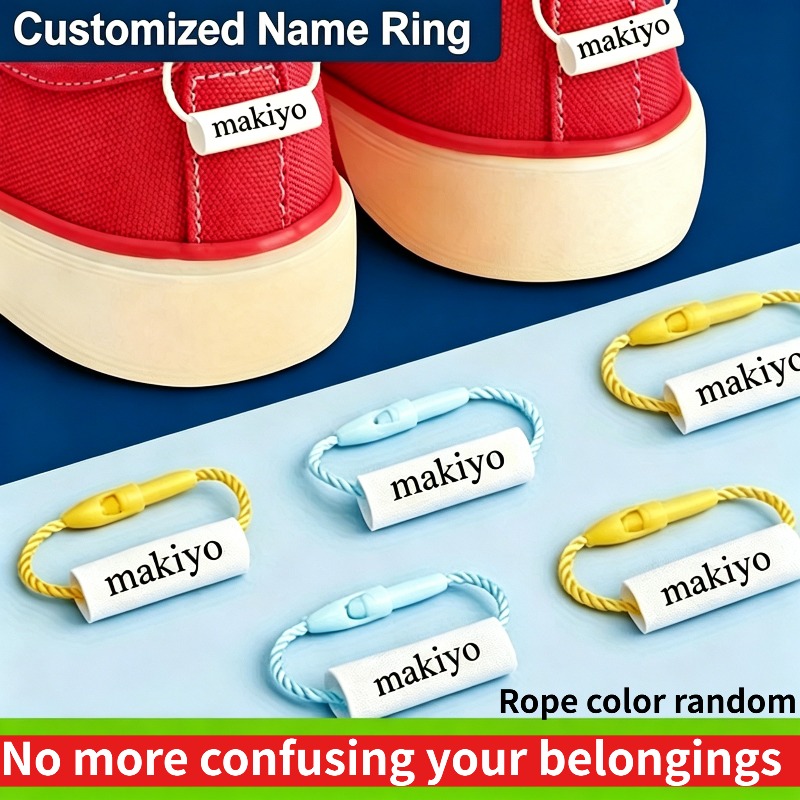 TEMU 11/21/31pcs - Bulk White No-pattern Name Shoe Rings, Custom Name Labels, Multi-use Tags For Water Bottles, Umbrellas & Pencil Pouches, Name Rope