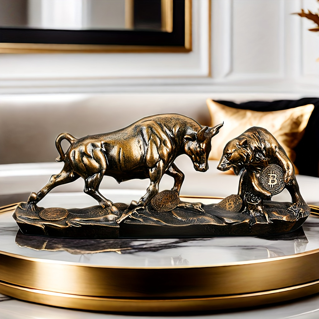Image of Elegant And Bear Resin Sculpture - "" Coin Details - Ideal Gift For Financial And Managers - Home Or Office Decor, Bear Wall Art