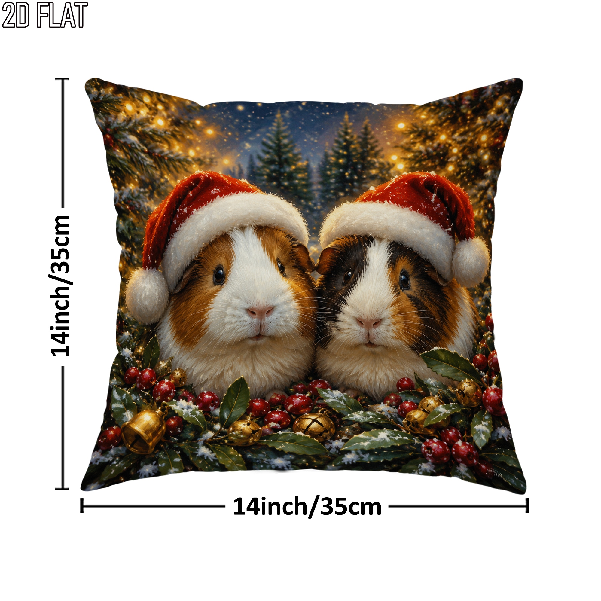 TEMU 2d Flat 1pc Xmas Festive Guinea Pigs Throw Pillow Covers Brown Pillowcases 1 Sided Printing Without Pillow Inserts Sofa Bed Decor For Bedroom