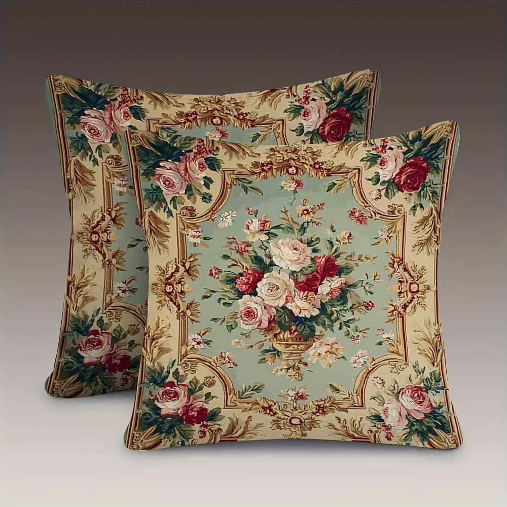 TEMU 2pcs 2d Printed Square Pillowcase With Floral Pattern, Light , Soft And Design. Ideal For Sofa Decoration, , And Bedroom Decor. Gift. Features