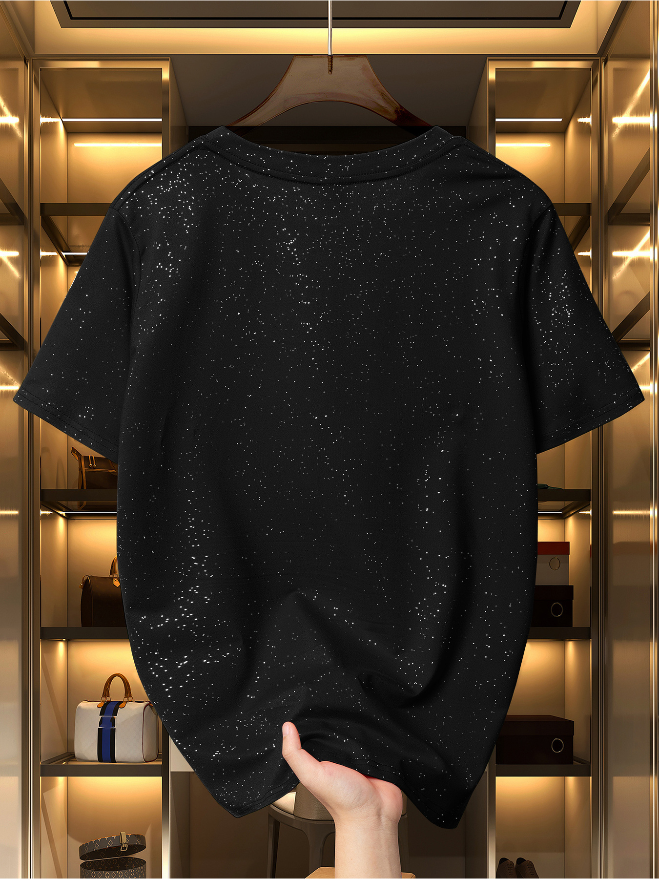 womens sparkling sequin short sleeve t shirt black casual Temu