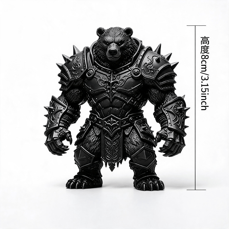 TEMU 1 Pack Spiked Heavy Armor Bear Warrior 3d Printed Tabletop Mini Figurine, Paintable, Dnd Bearfolk Ornament, Collectible Statue, Game Miniature,