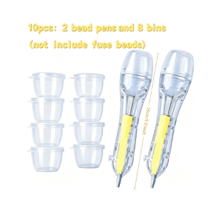 TEMU Lot de 2 stylos à perles fusibles avec 8 compartiments à couvercle interchangeables et pointe de - 2,6 mm compatibles pour outil de bricolage,