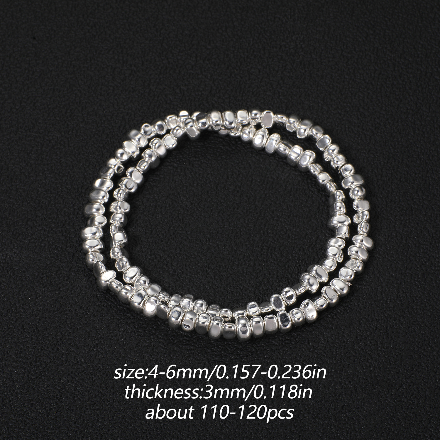 TEMU 110-120pcs 4×6mm Natural Stone Beads & Beads Assortments 3mm Thick Silvery Hematite Loose Spacer Beads, For Charm Making Bracelet Necklace
