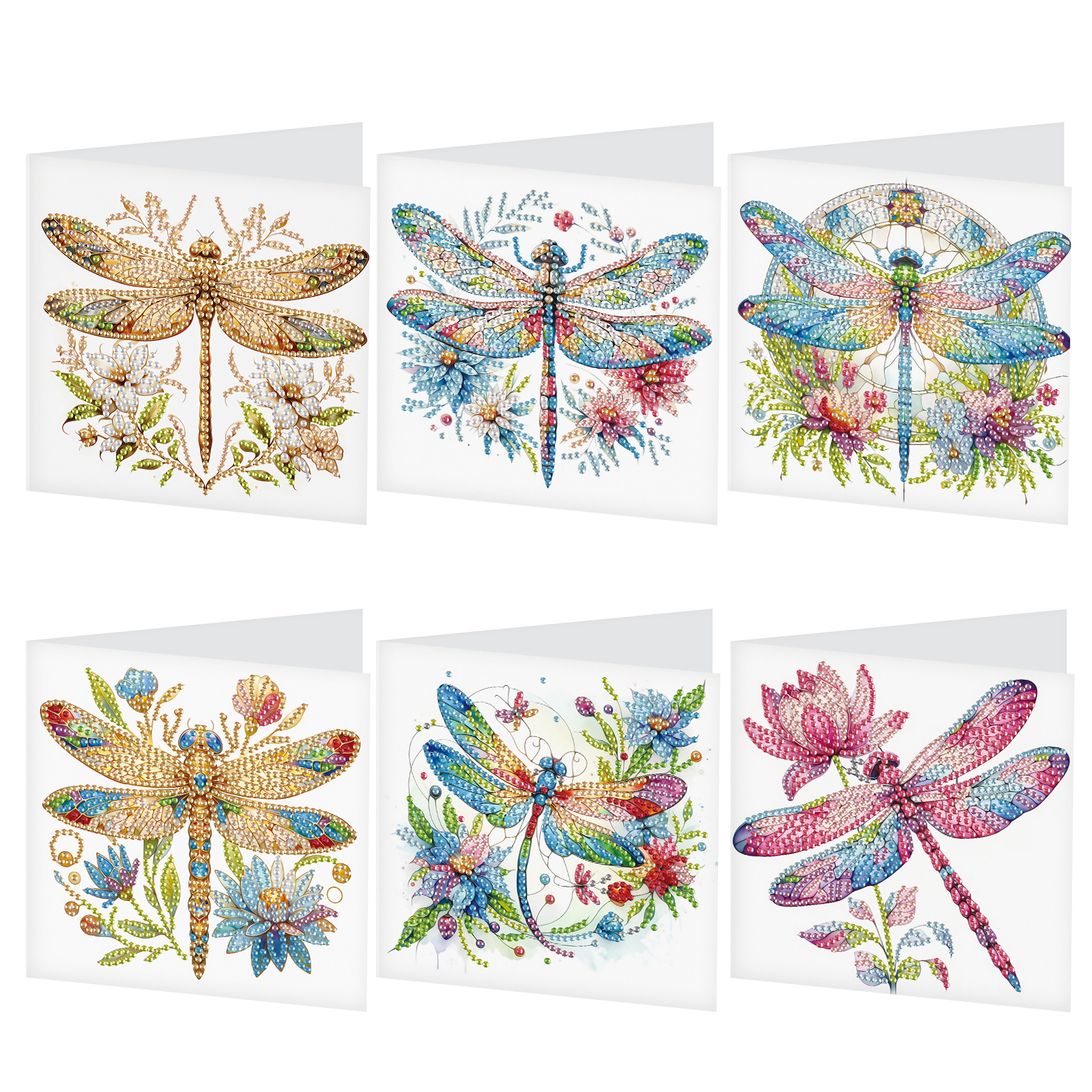 

6pcs Diamond Art Painting Kit - Dragonfly Design | 5d Diy Craft Set With Glitter & Envelopes | Holidays &