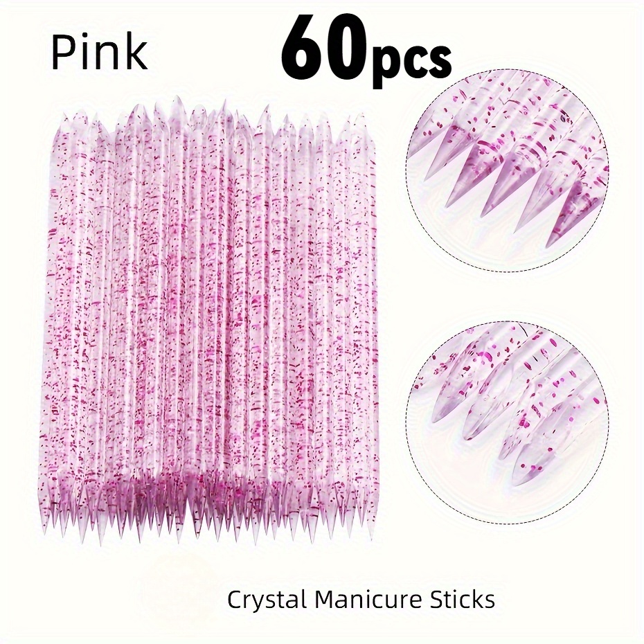 Image of 60pcs/pack Nail Sticks, Nail Cuticle Pusher, Nail Dotting Pen, Nail Pen Sticks Nail Files: Double-sided Nail Cuticle Pusher, Foot Remover Tool, Reusable