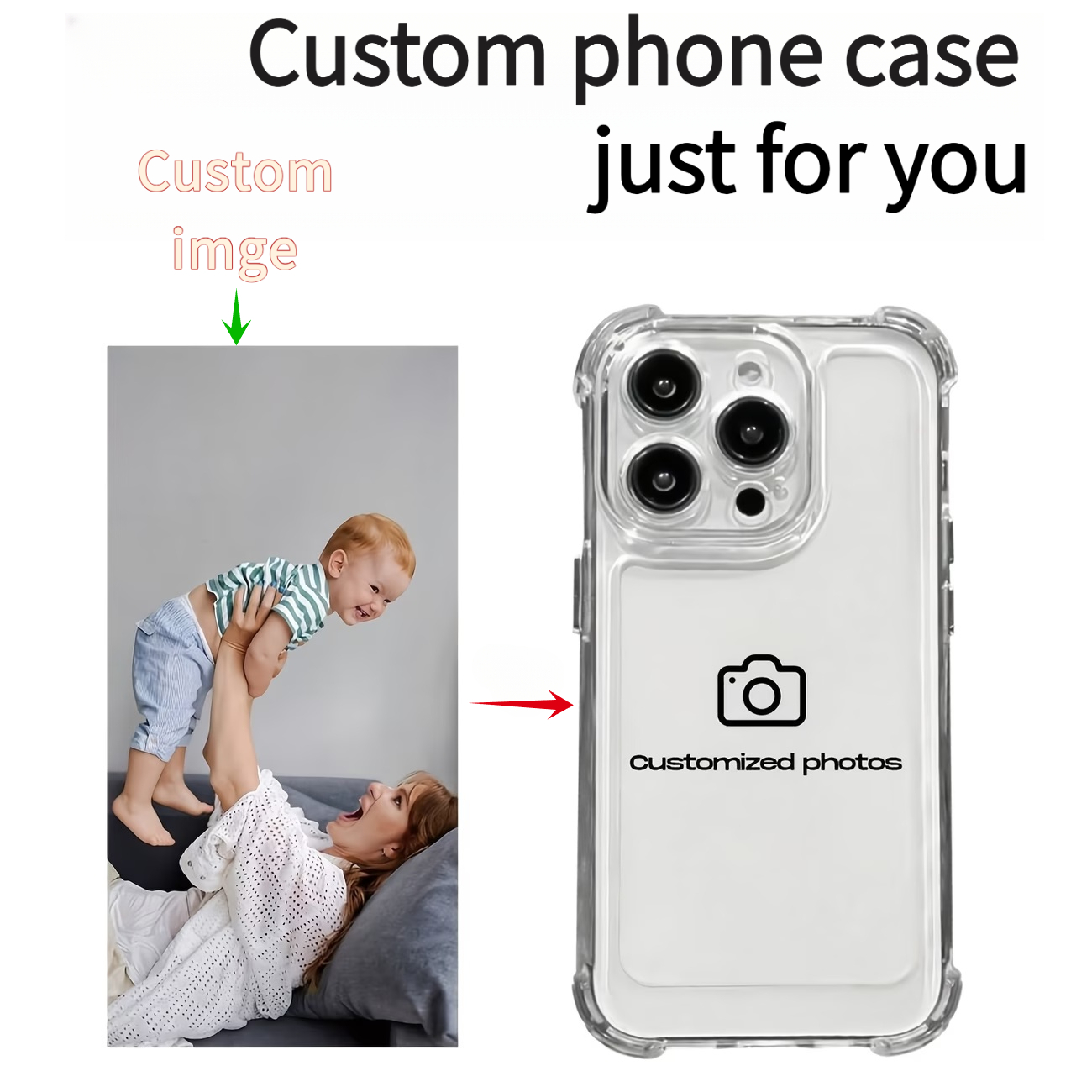 TEMU para teléfono: personalizada DIY para iPhone 17, 16, 15, 14, 13 Pro , compatible con diseño personalizado y fotos privadas. de a prueba de
