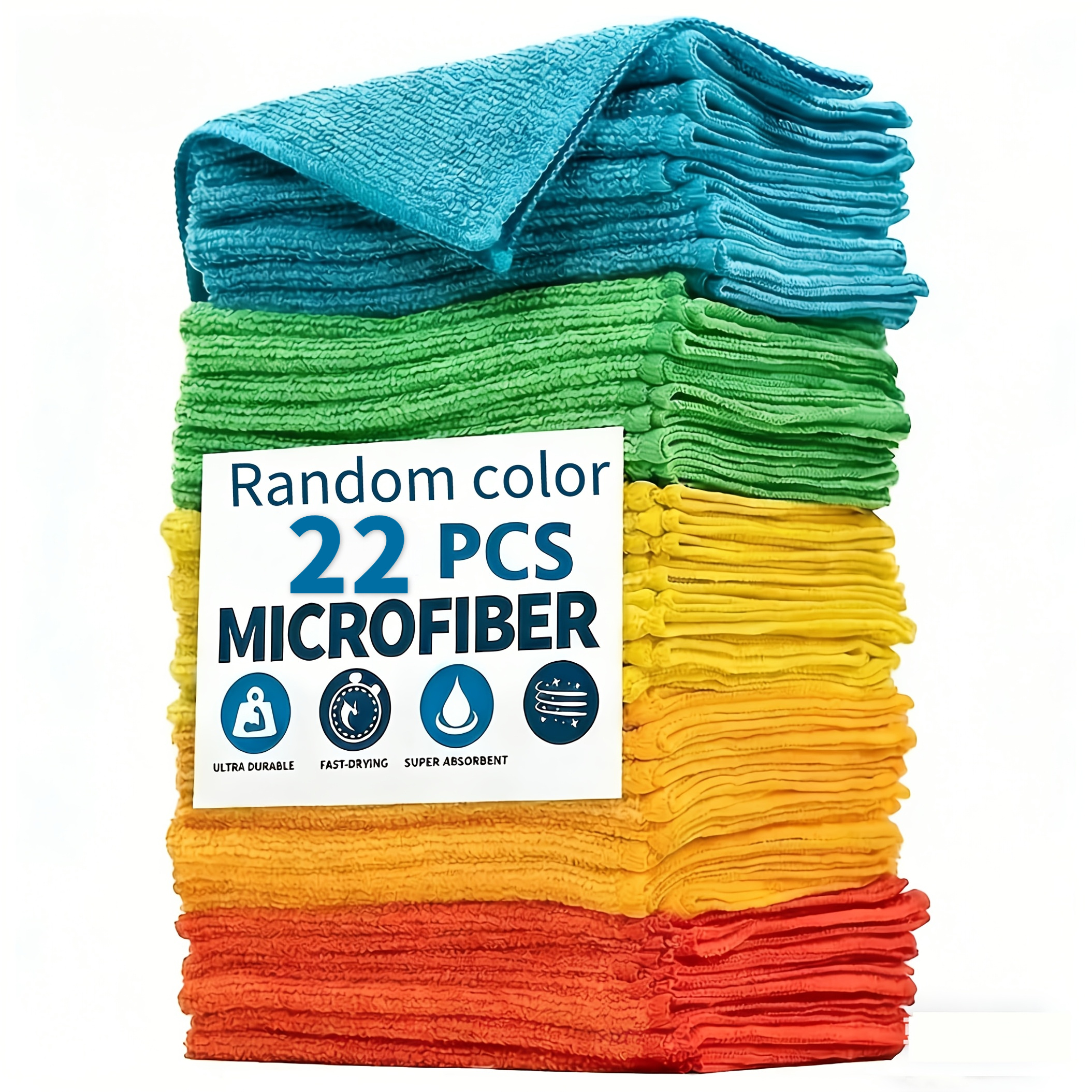 TEMU 22pcs Set Of Multi-functional Cleaning Cloths In Random Colors, Made Of Fiber, Highly Absorbent, Suitable For Use , Bathroom, Car, Home, Office,
