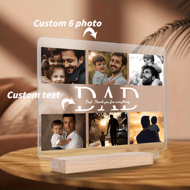 TEMU 2d Flat, Custom Acrylic Photo Plaque For Dad - Personalized Interchangeable Photo & Text Gift For , Christmas, Birthdays, Anniversaries,