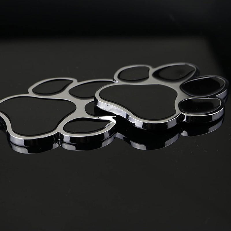 

6.5x6cm Chrome Dog Paw Footprint Metal Sticker Paw Print Car Decal For Auto Motorcycle