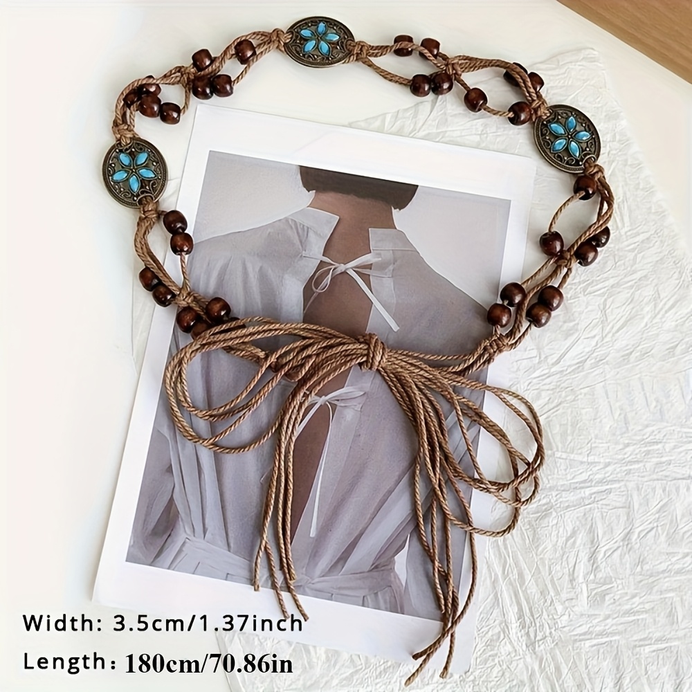 TEMU 1pc Bohemian Brown Braided Belt Women's