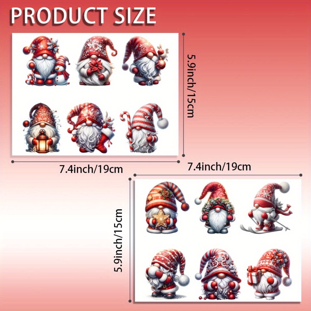 TEMU 12pièces Ensemble Gnome de Noël DIY de Transfert de Jardin En Verre de Transfert UV DTF Haut de Transfert Auto-adhésif Est Adapté Pour Décorer