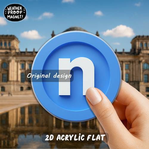 1pc brand fridge magnet compatible for n letter emblem 3d blue white minimalist acrylic holder for refrigerator promotional displays 2d flat