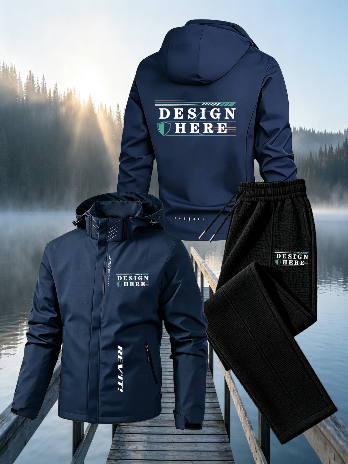 Men's Custom Autumn Winter Hooded Jacket and Pants Set
