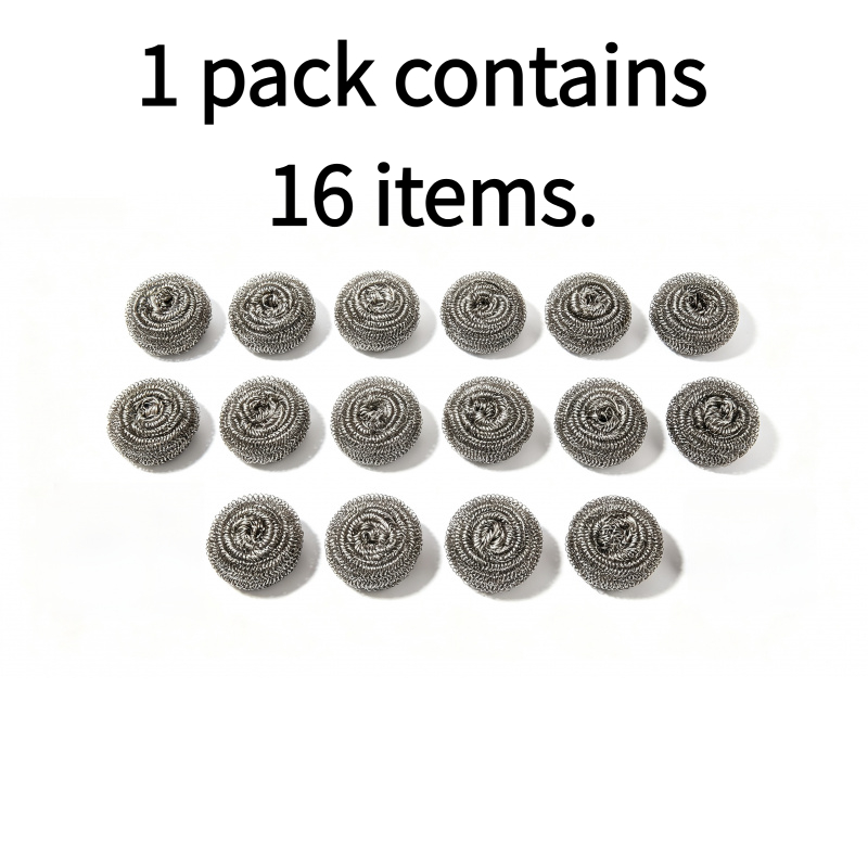 TEMU Un lot de 16 grattoirs en acier inoxydable, utilisés pour nettoyer les résidus collés, tampons à récurer, nettoyer la vaisselle, les casseroles,