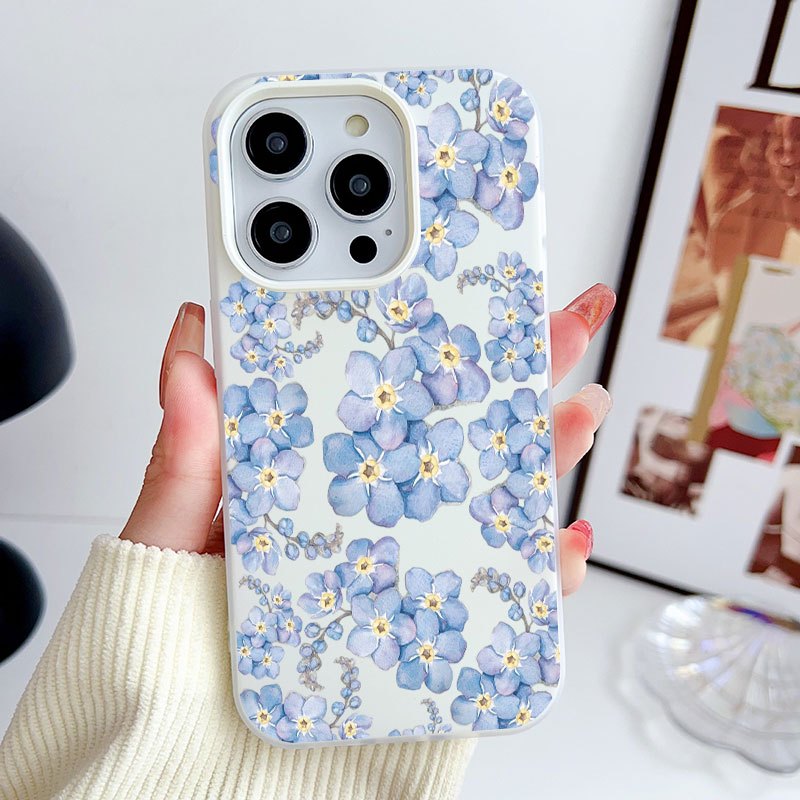 TEMU Phone Case: Blue Watercolor -me-not Flower Pattern Tpu  Material Phone Case, Suitable For Iphone 16 Pro Max, Iphone 15 Pro