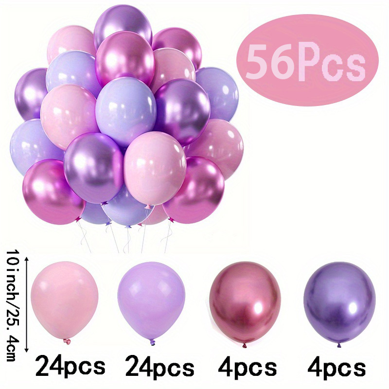 56pcs Metallic Latex Balloons Perfect For Girls' Birthdays, Showers & Weddings, Anniversaries, Graduations Party Decorations, For Halloween, Christmas