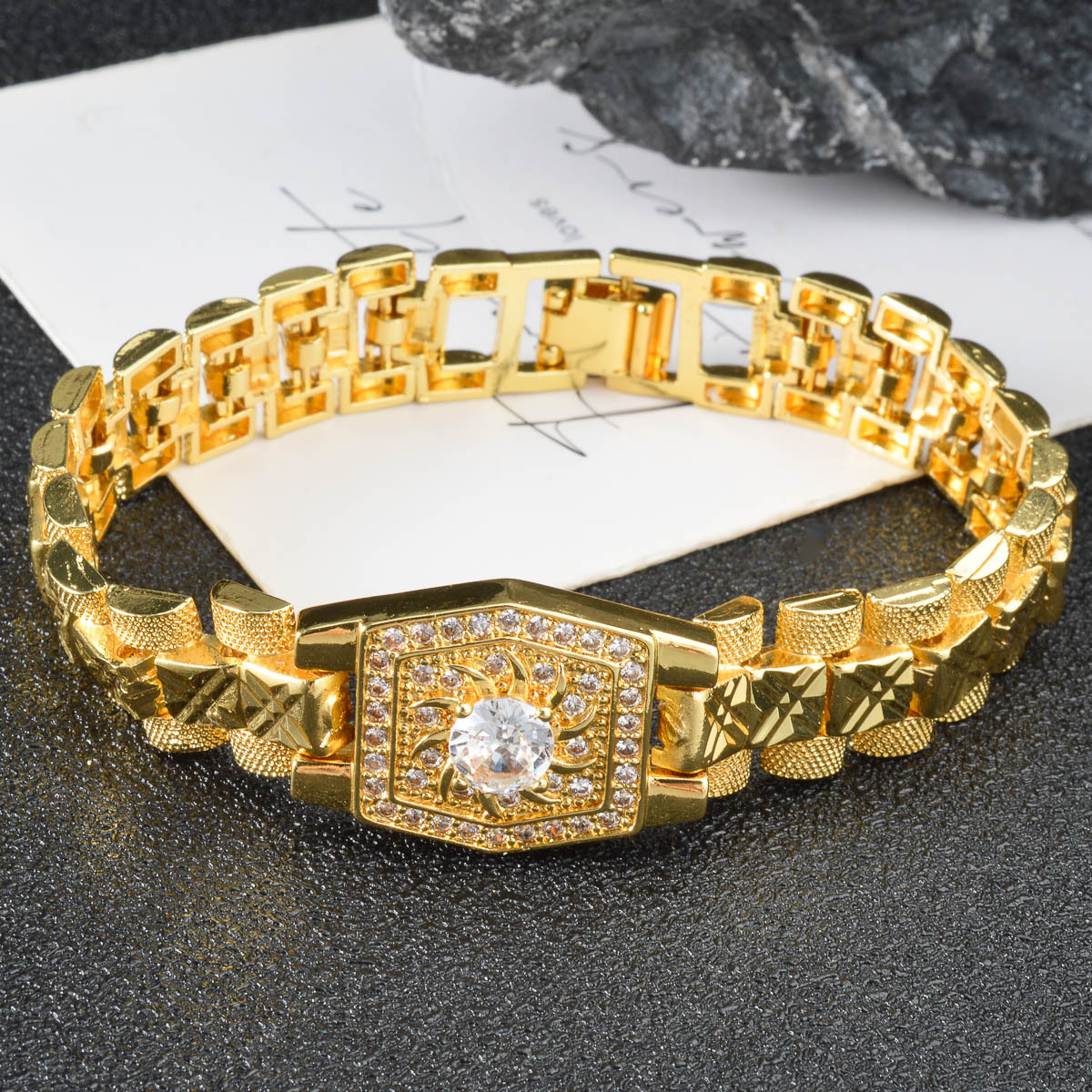 Middle Eastern-Inspired Zirconia Watch Strap & Copper Bracelet